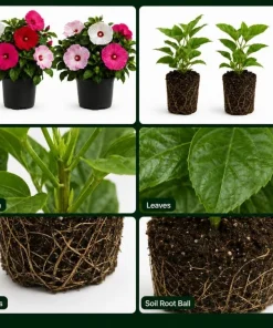 Set of 2 Mixed Color Hibiscus Live Plants, Tropical Flowering Garden, 4-6 Inch Tall - Image 3