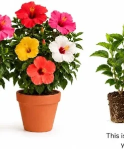 Set of 2 Mixed Hardy Hibiscus Live Plants, 4-7 Inches Tall, Perennial Flowering Shrubs, Outdoor Gardens - Image 4
