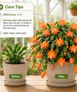 Set of 2 Orange Christmas Cactus Live Plants, 4-8 Inch Tall, No Pot - Image 4