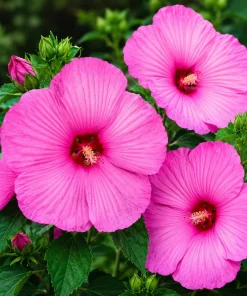 Set of 2 Pink Hibiscus Plants Live, Rose Hibiscus Tropical Shrub, 4-8 Inch Tall - Image 1