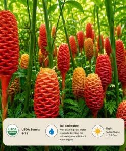 Set of 2 Shampoo Ginger Plants Live, Zingiber Zerumbet, Red Ginger Lily, 4-8 Inch Tall, Outdoor - Image 5