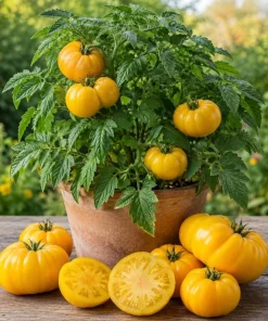 Set of 2 Yellow Brandywine Tomato Plants 4-6 Inch Tall Live Heirloom Seedlings - Image 1