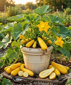 Set of 2 Yellow Squash Live Plants – 3-5 Inch Tall in 4 Inch Pot – Garden Vegetable Starter - Image 5