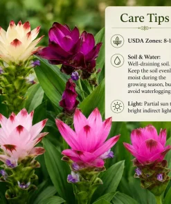 Set of 3 Ginger Curcuma Mix Live Plants for Home Garden, Random Siam Curcuma, 4-8 Inch Tall - Image 4