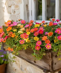 Set of 4 Mixed Portulaca Live Plants, 4-6 Inches Tall, Moss Rose Flowering Starter Plants for Outdoor Garden - Image 2