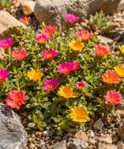 Set of 4 Mixed Portulaca Live Plants, 4-6 Inches Tall, Moss Rose Flowering Starter Plants for Outdoor Garden - Image 3