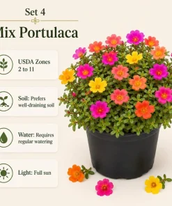 Set of 4 Mixed Portulaca Live Plants, 4-6 Inches Tall, Moss Rose Flowering Starter Plants for Outdoor Garden - Image 6