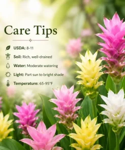 Set of 5 Curcuma Ginger Mix Live Plants, 4-6 Inches Tall, Tropical Flowering for Indoor Outdoor - Image 3