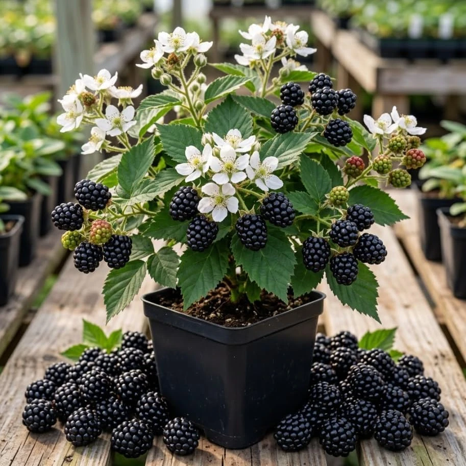 Thornless Blackberry Plant 6-10" Tall - Live Bush for Sweet Berries - Image 1