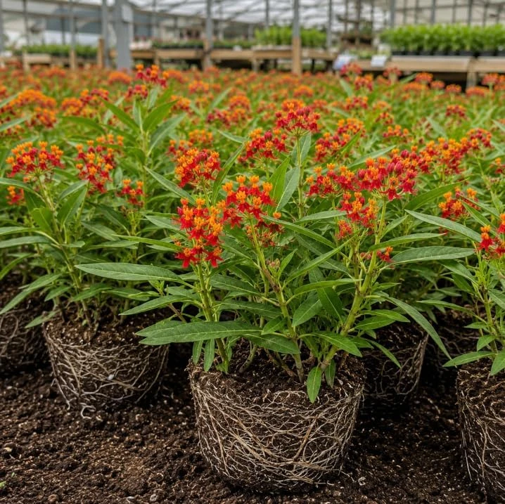 Tropical Milkweed Live Plant – 4-6 Inch Tall – Red & Yellow Blooms Outdoor - Image 3