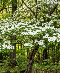 White Dogwood Tree Live Plant – Ornamental Flowering Shrub – 8-12" Tall Quart Pot – Outdoor - Image 1