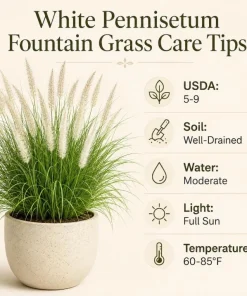 White Fountain Grass Live Plant 4-6 Inch Tall, Pennisetum Ornamental Grass for Landscaping - Image 5