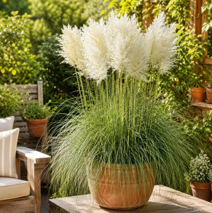 White Pampas Grass Live Plant - Ornamental Grass 4-6 Inch Tall - Image 4