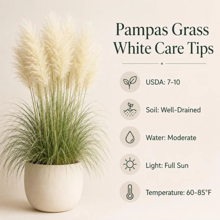 White Pampas Grass Live Plant - Ornamental Grass 4-6 Inch Tall - Image 7