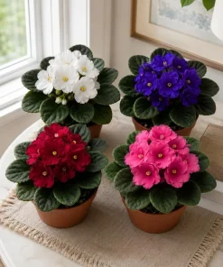 2 African Violet Live Plants - Assorted Colors - 4 Inch Pots - Indoor Flowering Houseplants - Image 2