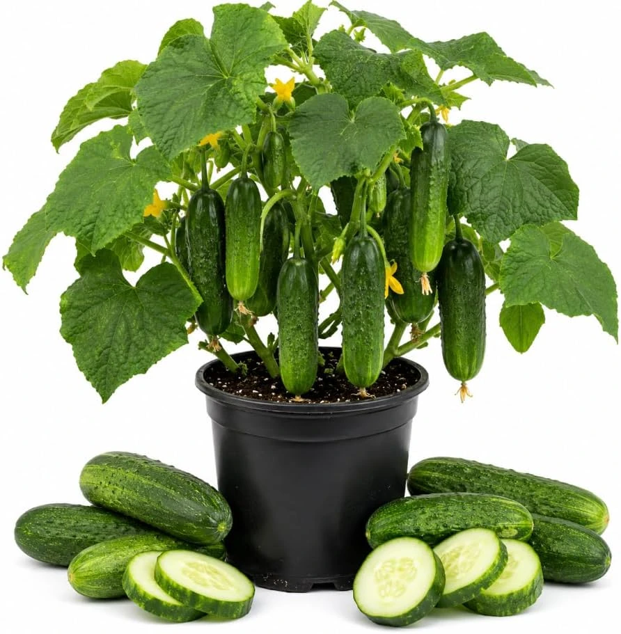 2 Live Cucumber Plants for Planting, 3-5 Inch Tall Starter Seedlings, Outdoor Vegetable Garden - Image 1