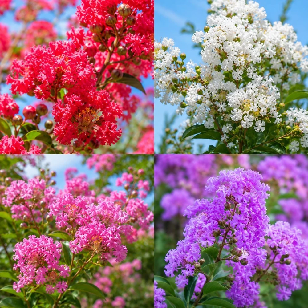2 Mixed Color Crape Myrtle Trees/Shrubs - 10-18" Tall Live Plants | Purple, Pink, or White Flowering Crepe Myrtle Shrubs - Fast Growing Ornamental Bushes - Image 1