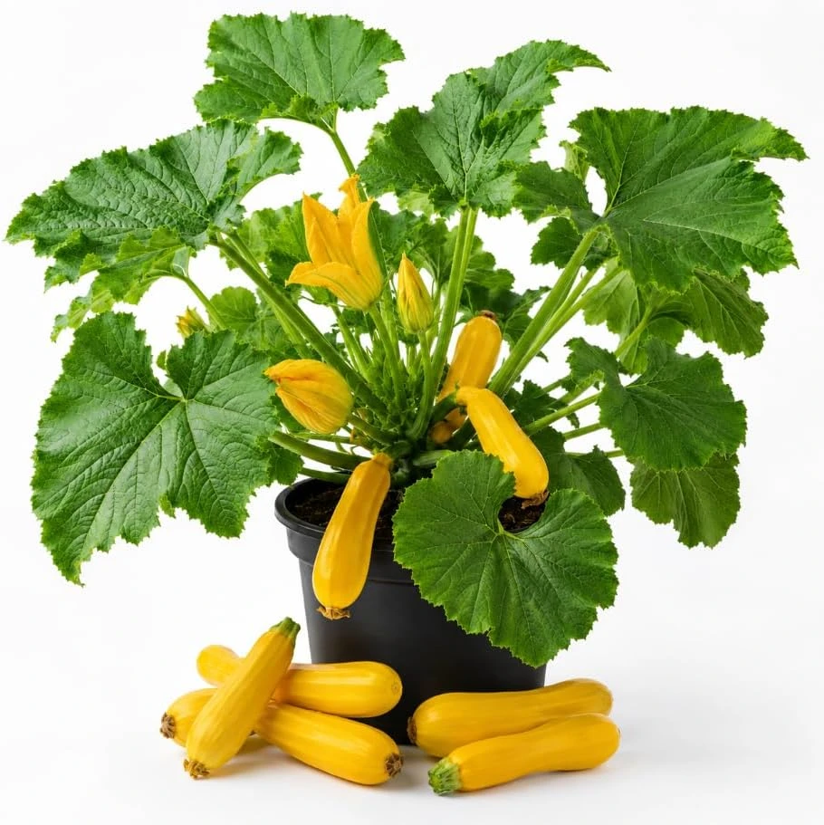 2 Yellow Zucchini Live Plants, 4-6 Inch Summer Squash Seedlings for Outdoor Garden - Image 1