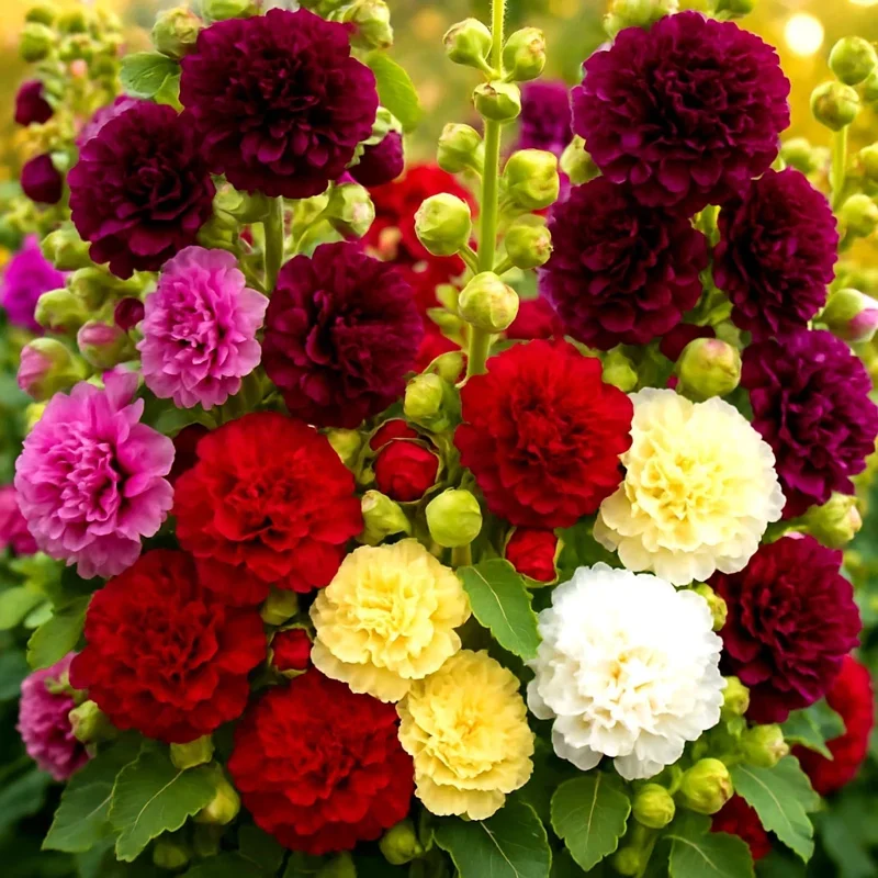 200+ Hollyhock Autumn Mix Flower Seeds - Attracts Hummingbirds, Bees - Multicolor Biennial - Image 1
