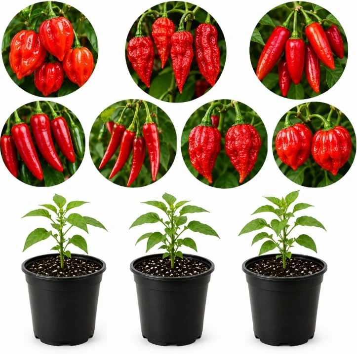 3 Mix Pepper Plants Live for Planting – 3-6 Inch Tall Vegetable Plants for Garden & Containers - Image 1