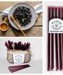 5 Pack Blackberry Honey Sticks - Natural Honey Snack Straws - Image 1