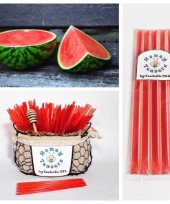 5 Pack Watermelon Honey Sticks - Natural Honey Snack Honeystix Straws - Image 1