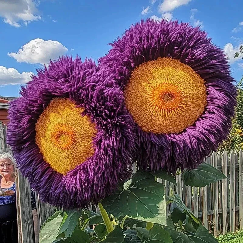 50 Seeds - Rare Yellow & Purple Giant Teddy Bear Sunflower Seeds - Outdoor Annual - Image 2