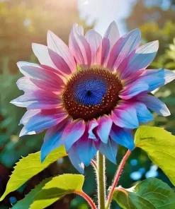 50pcs Twin-Blossom Blue Over Pink Sunflower Seeds - Unique Heirloom Variety - Image 5