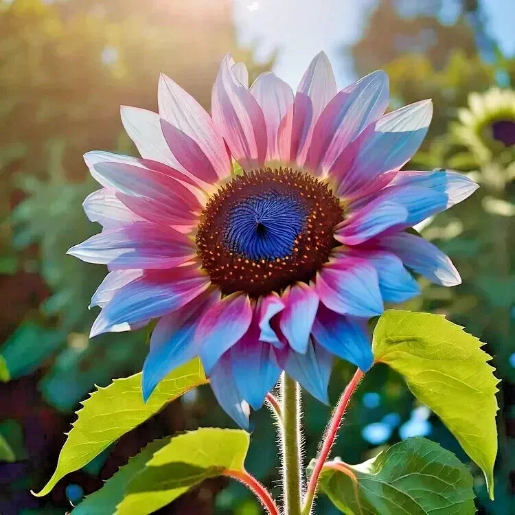 50pcs Twin-Blossom Blue Over Pink Sunflower Seeds - Unique Heirloom Variety - Image 5