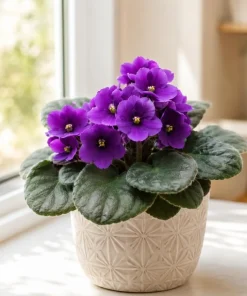 African Violet Live Plant - Purple Flowers, 4 Inch Pot, 3-5 Inches Tall, Potted Houseplant - Image 7