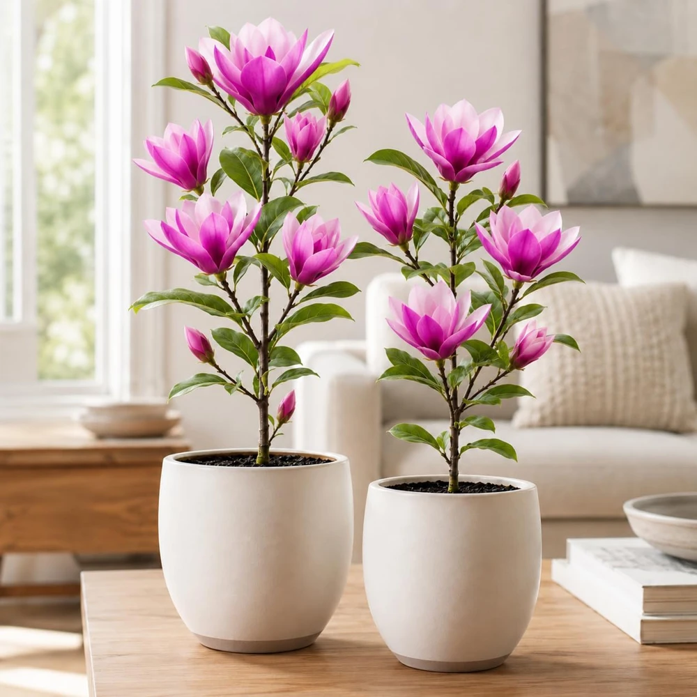 Ann Magnolia Tree Live Plant Set of 2, 2.5 Inch Pot, Fragrant Pink-Purple Flowers, 5-10 Inches Tall - Image 1