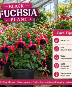 Black Fuchsia Live Plant – Dark Flower Fuchsia – 4-6 inch Tall – 5 Inch Pot – Indoor/Outdoor - Image 4