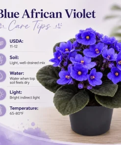 Blue African Violet Live Plant - 3-5