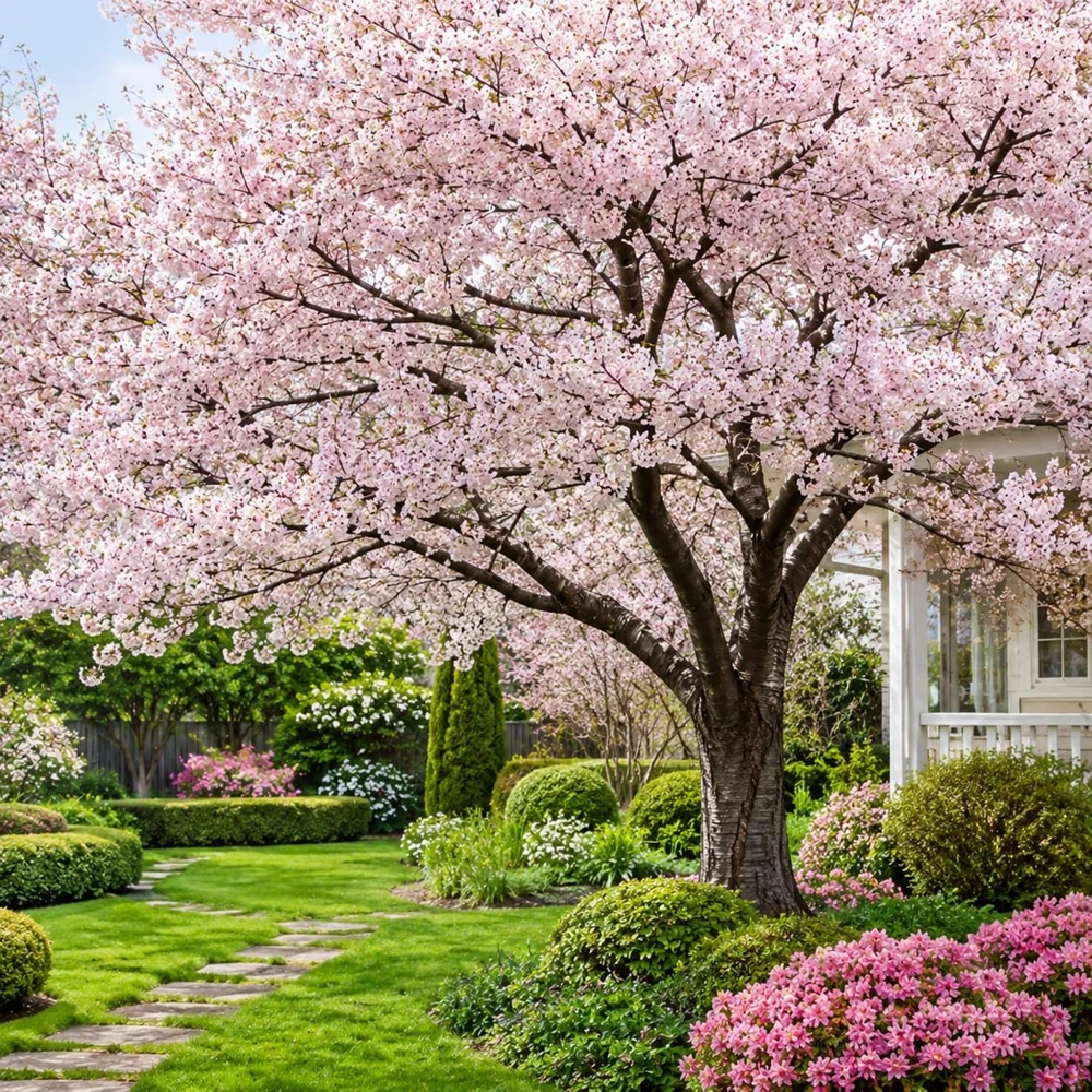 Cherry Blossom Trees Live Plant - Set of 2 Ornamental Flowering, 5-10 Inches Tall, 2.5 Inch Pot - Image 1