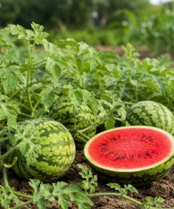 Crimson Sweet Watermelon Live Plants - 2 Heirloom Seedlings, 4 Inch Pot, 3-5" Tall for Garden - Image 2