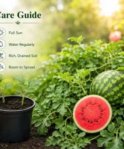 Crimson Sweet Watermelon Live Plants - 2 Heirloom Seedlings, 4 Inch Pot, 3-5