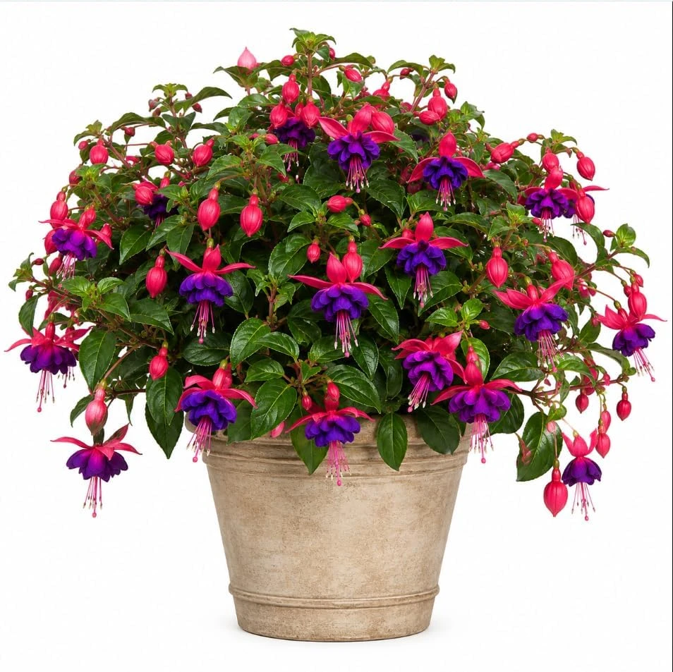 Fuchsia Live Plant - Pink & Purple Flowers, 4-6 inch Tall, 5 Inch Pot, Outdoor - Image 1