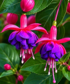 Fuchsia Live Plant – Pink & Purple Flowers – 4-6 Inch Tall – 5 Inch Pot - Image 1