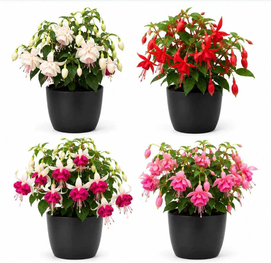 Fuchsia Live Plant - Random Color Flower, 4-6 inch Tall, 5 Inch Pot, Outdoor - Image 1