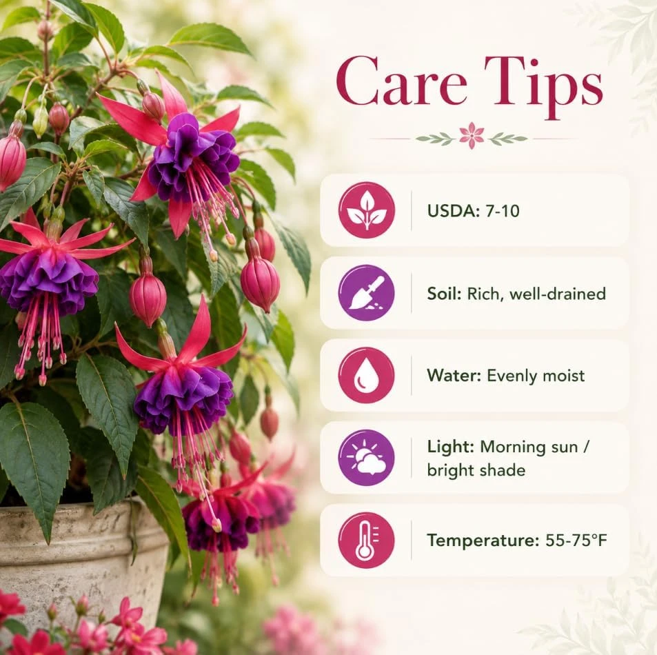 Fuchsia Live Plant – Random Color Flower – 4-6 inch Tall, 5 Inch Pot – Indoor/Outdoor - Image 4
