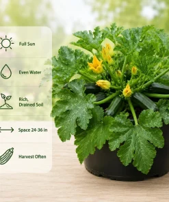 Green Zucchini Live Plant Set - 2 Summer Squash Seedlings, 4-6 Inch, 4 Inch Pots - Image 7