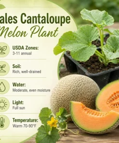 Hales Cantaloupe Melon Live Plants 2-Pack, 4-6 Inches Tall in 4 Inch Pot for Outdoor Gardens - Image 7