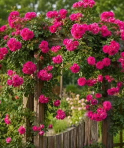 Hot Pink Climbing Rose Live Plant - Fragrant Perennial Bush, 2-4 Inch Tall - Image 6