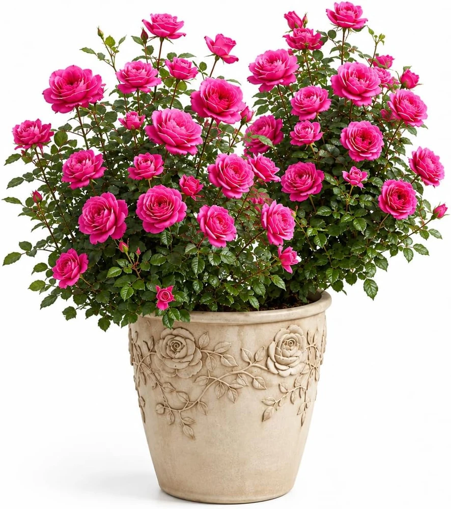 Hot Pink Climbing Rose Live Plant - Fragrant Perennial Bush, 2-4 Inch Tall - Image 1