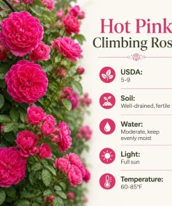 Hot Pink Climbing Roses Live Plant Set, Fragrant Perennial, 2-4 Inch Tall - Image 5