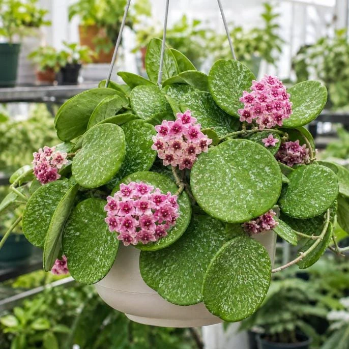 Hoya Obovata Splash Live Plant – Silver Wax Plant – 4 Inch Pot – Indoor Trailing Houseplant - Image 1