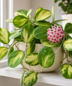 Hoya Obovata Variegated Live Plant - 4 Inch Pot, Indoor Trailing Wax Plant - Image 3