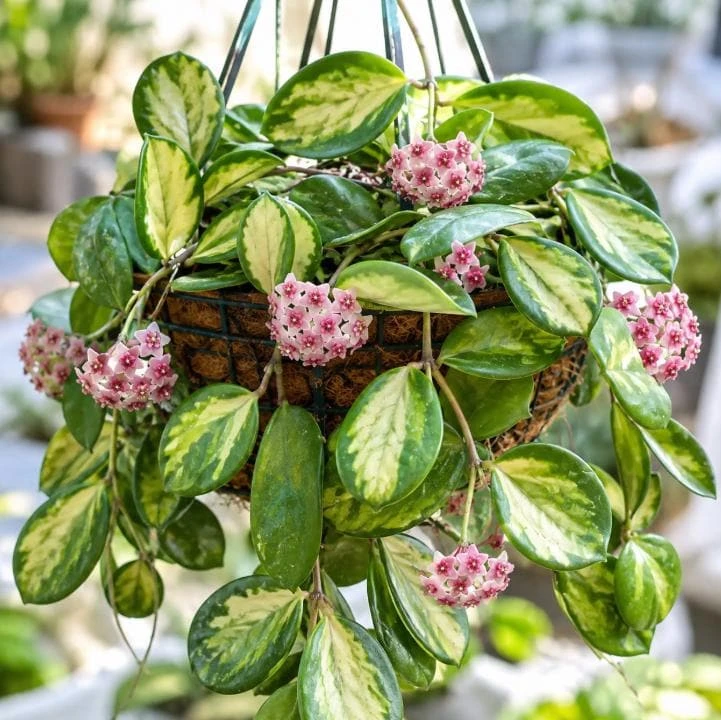 Hoya Obovata Variegated Live Plant - 4 Inch Pot, Indoor Trailing Wax Plant - Image 1