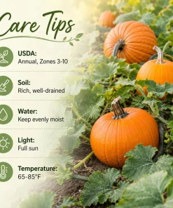 Jack-o'-Lantern Pumpkin Live Plant - 2-4 Inch Tall Winter Squash Vegetable - Image 4