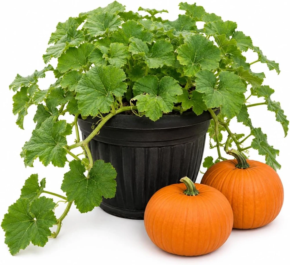 Jack-o'-Lantern Pumpkin Live Plant for Planting - 2-4 Inch Tall Winter Squash Vegetable - Image 1